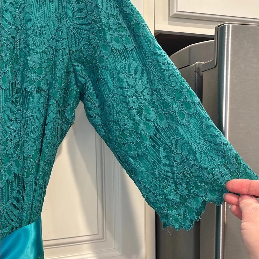 Dainty Jewells Night in Paris Teal Maxi Dress size large - Picture 3 of 5